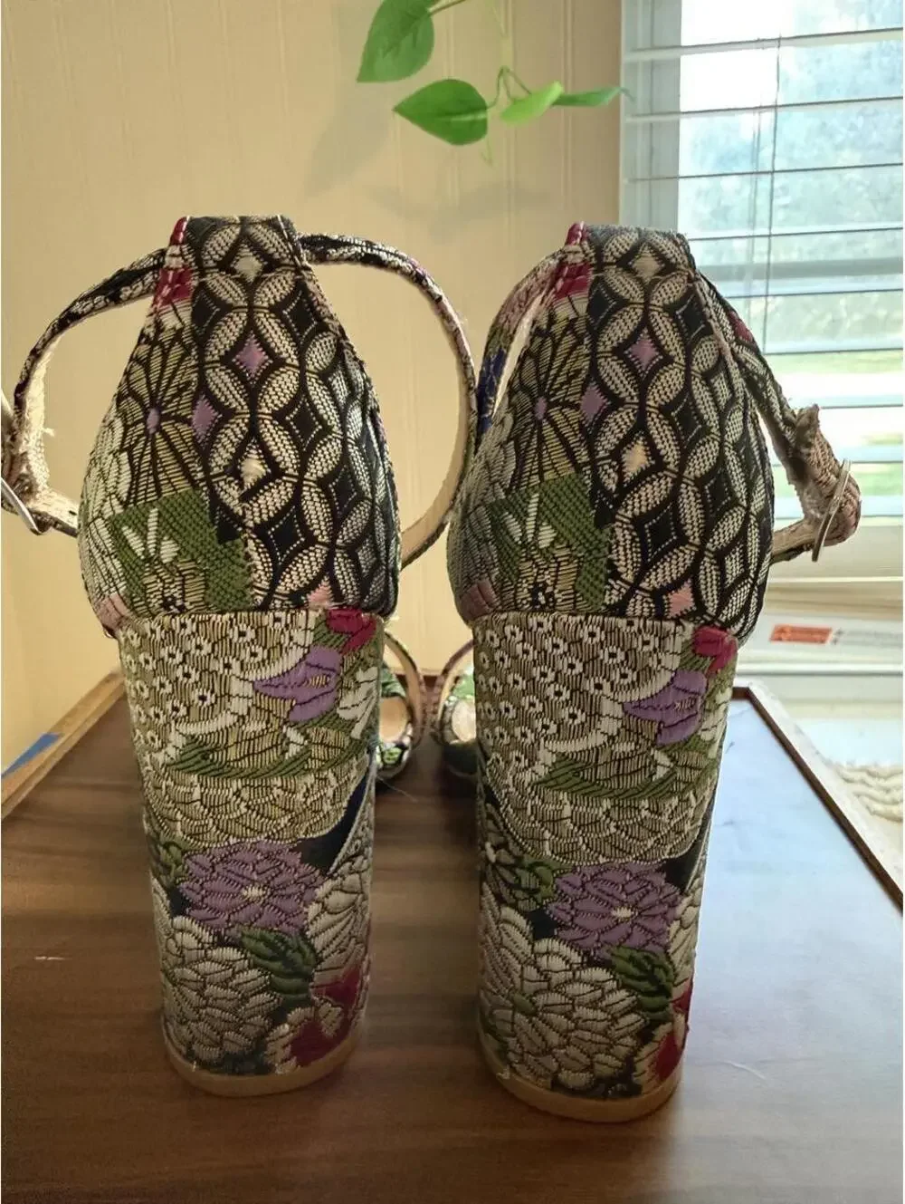 Steve Madden Carrson Floral Brocade Block Heel Sandals